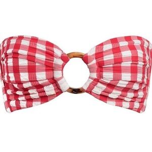 Montce Swim Set - red gingham bandeau bikini top and pleated skirt - sz small